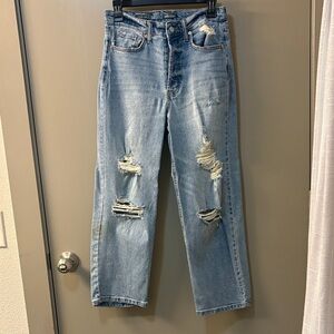 Wild Fable Light Blue Distressed Straight Leg Jeans